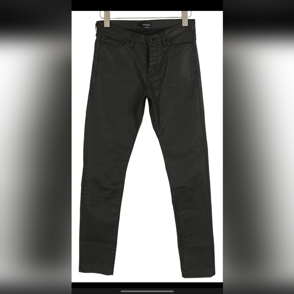 The Kooples Men's Black Waxed Finished  Buttoned Slim Regular Fit
